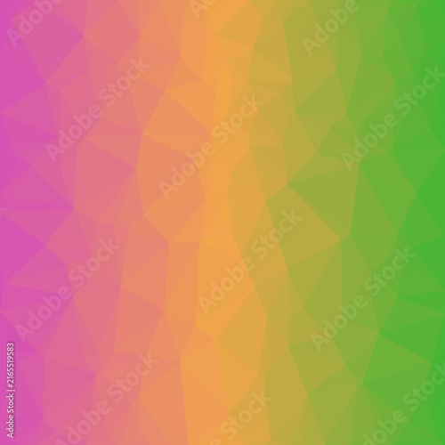 Canvas Print Modern low poly wallpaper featuring vertical gradient of magenta orange and lime green triangular facets for contemporary fashion and lifestyle media