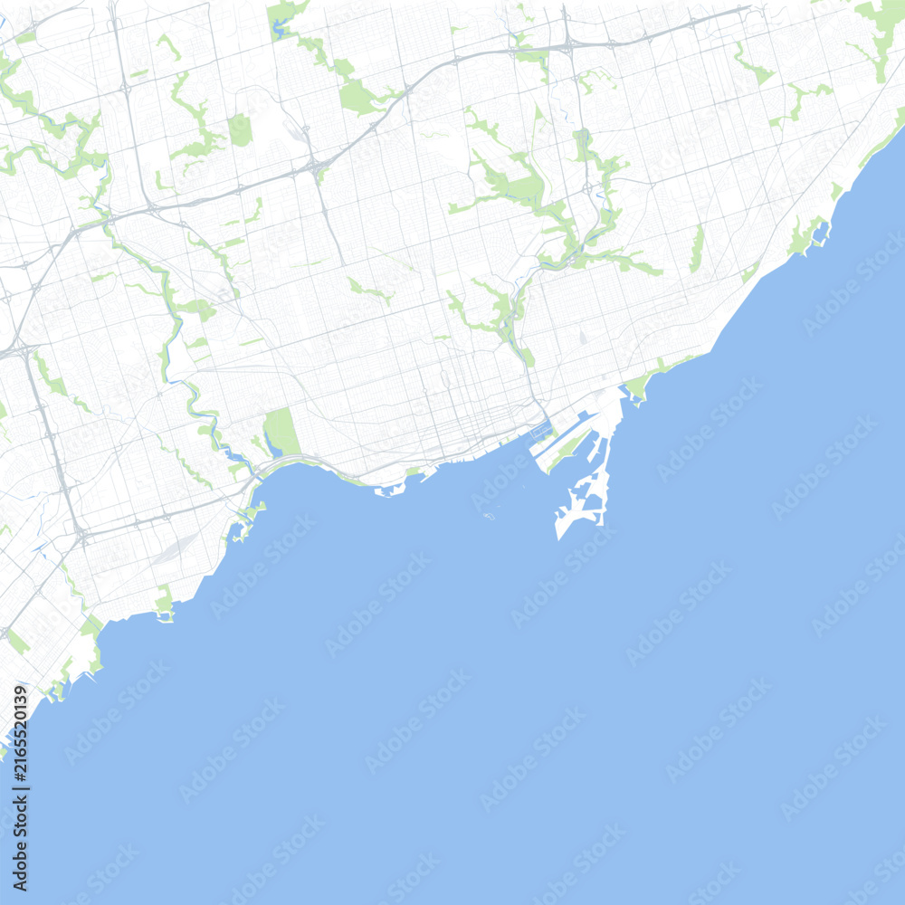 Naklejka premium Minimal vector city map of Toronto with streets, parks and Lake Ontario shoreline