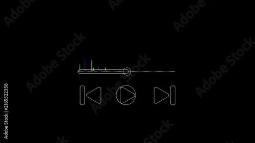 Minimalist audio player interface with dynamic colorful sound wave spectrum animation