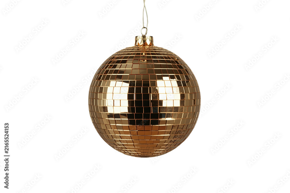Obraz premium Gold reflective mirror ball ornament with square tiles