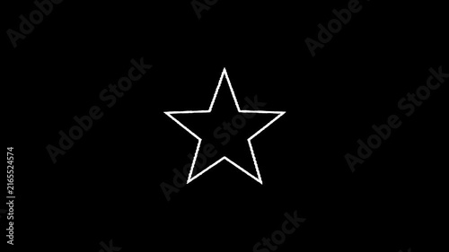 Minimalist white star outline pulsing on black background, simple geometric motion shape
