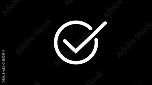 Minimalist checkmark animation smooth success symbol motion on black background