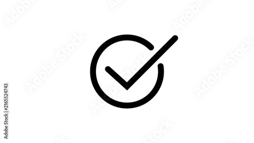 Minimalist animated checkmark smooth success confirmation isolated black and white ui for web and app