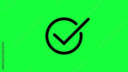 Animated checkmark on green screen, minimalist success and approval symbol for ui tick animation