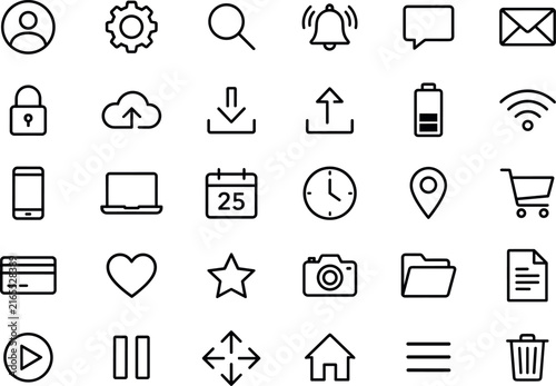 30 Minimal Line Icons Set for Web and Mobile UI