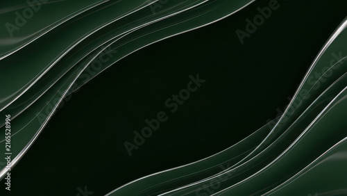 Abstract dark green background with smooth, flowing, wavy light lines.