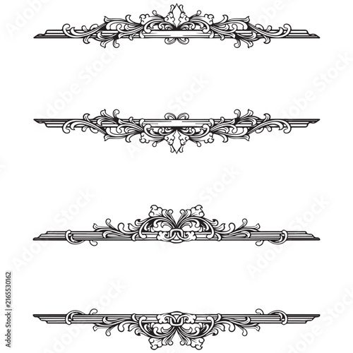 vintage decorative  line art frame border with floral ornament illustration