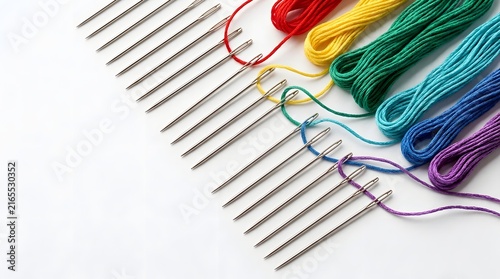 Colorful Threads and Needles in a Hobbyist's Workspace Environment