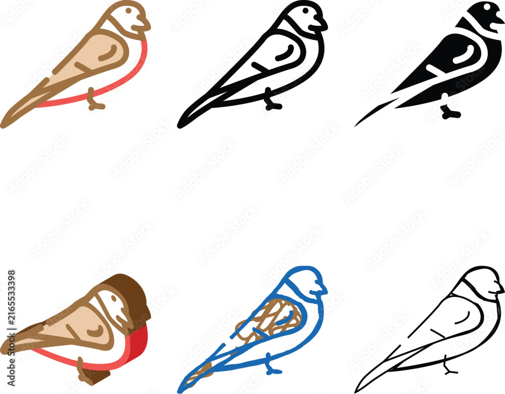 Naklejka premium bullfinch bird color icon vector. variety bullfinch bird sign. isolated symbol illustration