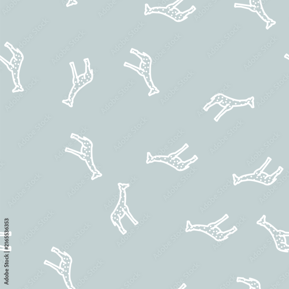 Naklejka premium giraffe animal line seamless pattern giraffe animal thin line illustration