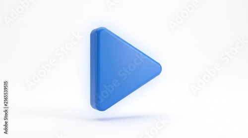A simple blue play button icon with rounded edges on a clean white background symbolizing media playback and forward motion