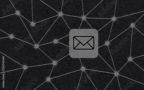 Принти на полотні Eine moderne digitale Grafik zeigt ein zentrales E-Mail-Symbol eingebettet in ein komplexes, miteinander verbundenes Netzwerk aus Linien und Knotenpunkten