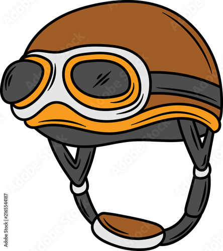 Brown Vintage Motorcycle Helmet with Goggles