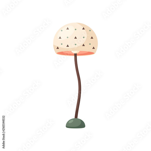 Cute cartoon floor lamp with patterned lampshade isolated on white background