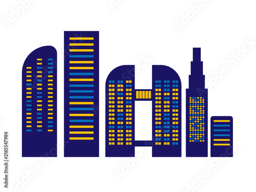 Abstract City Skyline Vector Illustration of Urban Architecture and Skyscrapers