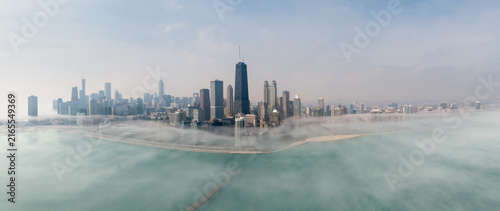 Chicago Skyline Emerging Above Dense Fog on Lake Michigan