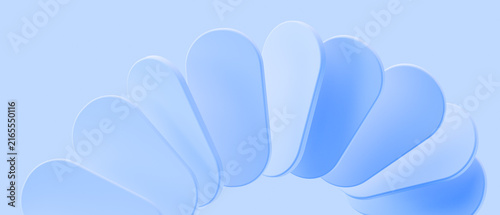 Fotografía Soft overlapping blue translucent curved layers 3d rendering geometric abstract minimal medical or tech background