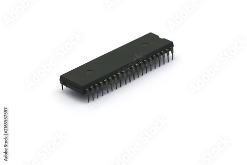 Canvas Print A blurry microcontroller on a white background