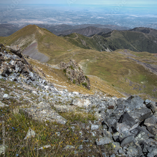 Landscape KZ, mountain, trees, green, stones, peak, blue,, clubs, forester 