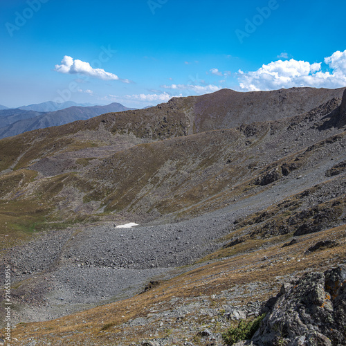 Landscape KZ, mountain, trees, green, stones, peak, blue,, clubs, forester 