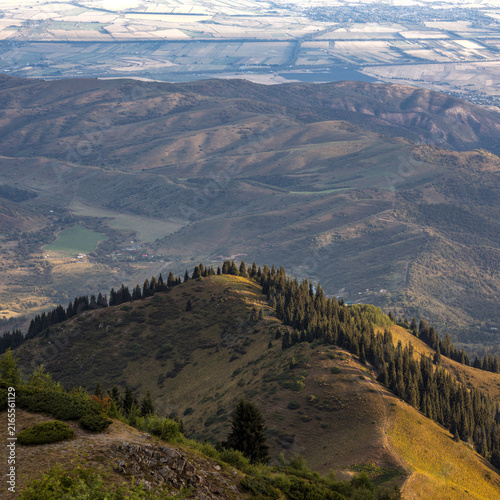 Landscape KZ, mountain, trees, green, stones, peak, blue,, clubs, forester 