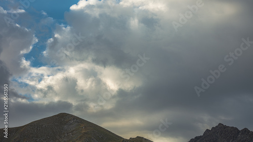 Landscape KZ, mountain, trees, green, stones, peak, blue,, clubs, forester 