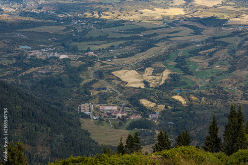 Landscape KZ, mountain, trees, green, stones, peak, blue,, clubs, forester 