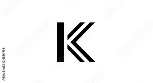 Modern geometric letter k symbol design minimalist black and white