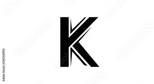 Modern stylized letter k abstract geometric shape