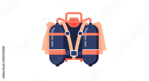 Bright Orange and Blue Scuba Diving Tank Set Illustration.