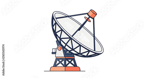 Large Radio Telescope Dish Against Clear Sky Background.