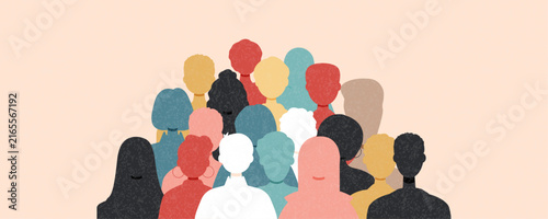 Silhouettes of different people standing together.