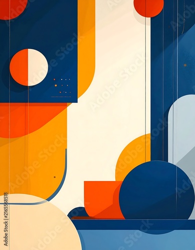 Modern abstract geometric background illustration with blue orange and yellow shapes for poster and cover design