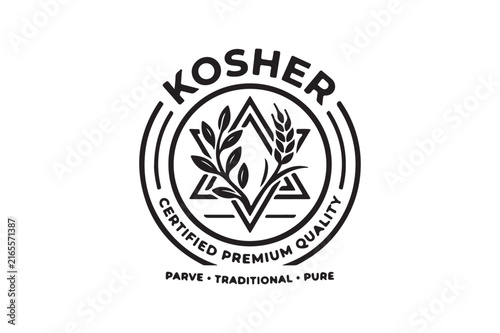 Kosher certified premium quality label badge with star of david vector