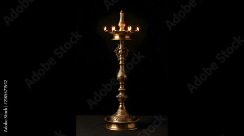 Tall traditional indian brass oil lamp diya stand