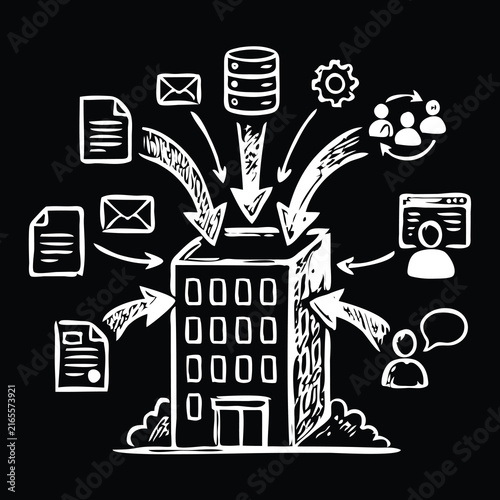 Business Workflow Management and Digital Organization Illustration