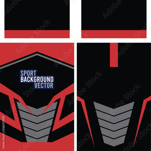 Abstract Red and Black Sports Jersey Sublimation Design with Geometric Chevron Pattern