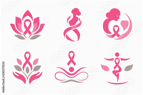 Pink ribbon held in hands, symbol of protection and care for breast cancer.