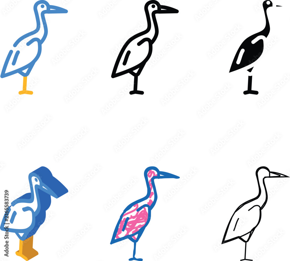 Naklejka premium range crane bird color icon vector. crane bird sign. isolated symbol illustration