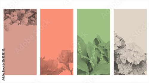 Vintage Spring Floral Halftone Dot Texture Posters
