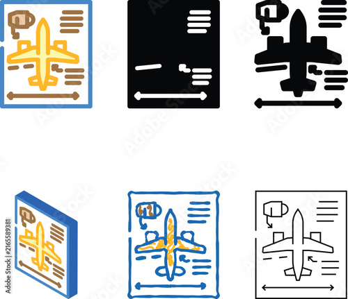 Canvas Print aircraft design aeronautical engineer color icon vector