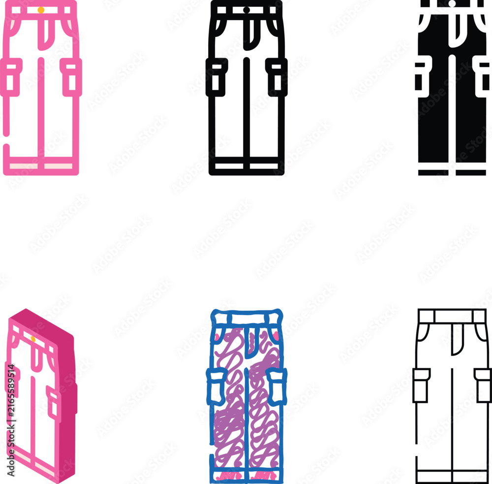 Obraz premium variants cargo pants clothes color icon vector. cargo pants clothes sign. isolated symbol illustration