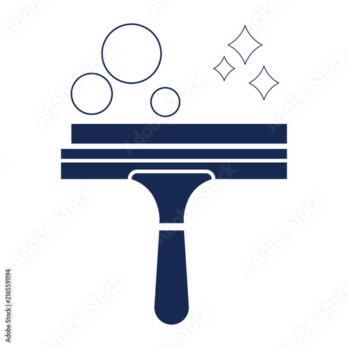 Squeegee with Bubbles and Sparkles or Squeegee icon or Squeegee logo