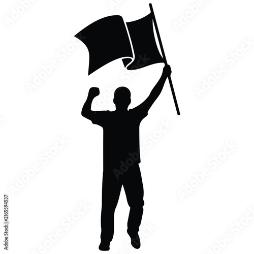 Foto Protester raising flag aloft for demonstration and protest movements vector