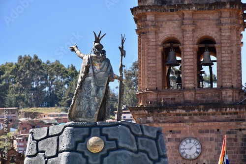 Statue of Inca ruler Pachacuti in Cusco, Peru