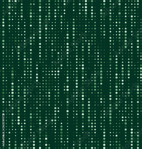 Seamless Emerald Green Halftone Pattern, Abstract Dark Tech Dots Background.