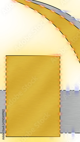 8K Luxury Golden Rectangle Frame Overlay with Brushed Metal Texture for Vertical Video