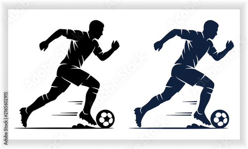 Soccer player running fast silhouette sports match action game competition