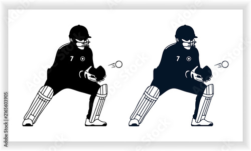 Cricket wicketkeeper catching ball action silhouette sports match tournament championship