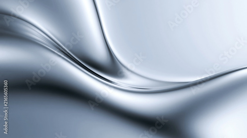 Smooth Flowing Silver Metallic Waves Abstract Background